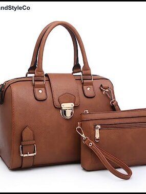 Vegan Leather Satchel Purse Top Handle Handbag Work Tote